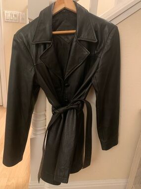 Belted leather jacket Size Small
